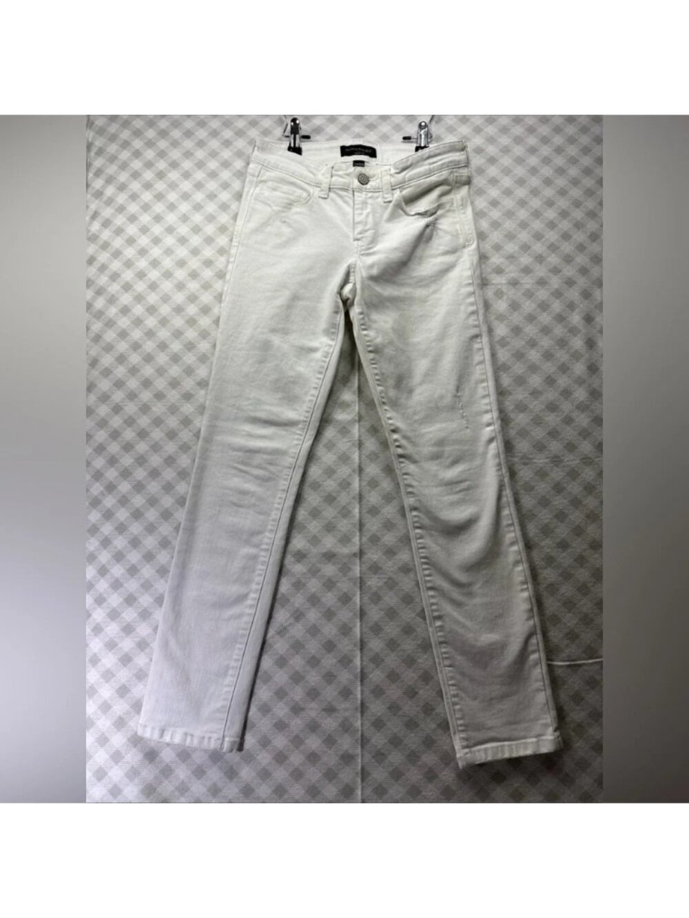 Banana Republic Distressed Jeans Womens 24/00 Petite Skinny Fit Zip Front White